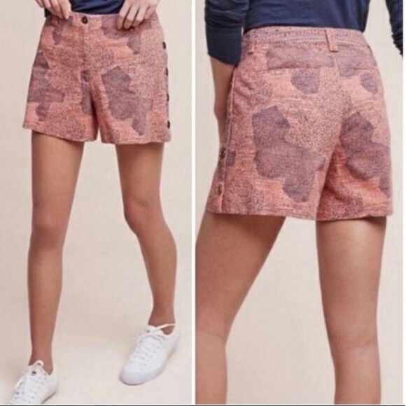 Anthropologie High Rise Island Hopper Pink Shorts Size 0 Geometric Print Boho - Picture 2 of 12
